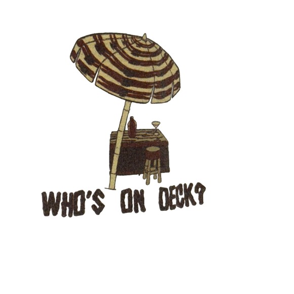 Joe Marlin Mens Graphic T Shirt Grilling Who's On Deck Beach Palm Tree Size L - Picture 4 of 6